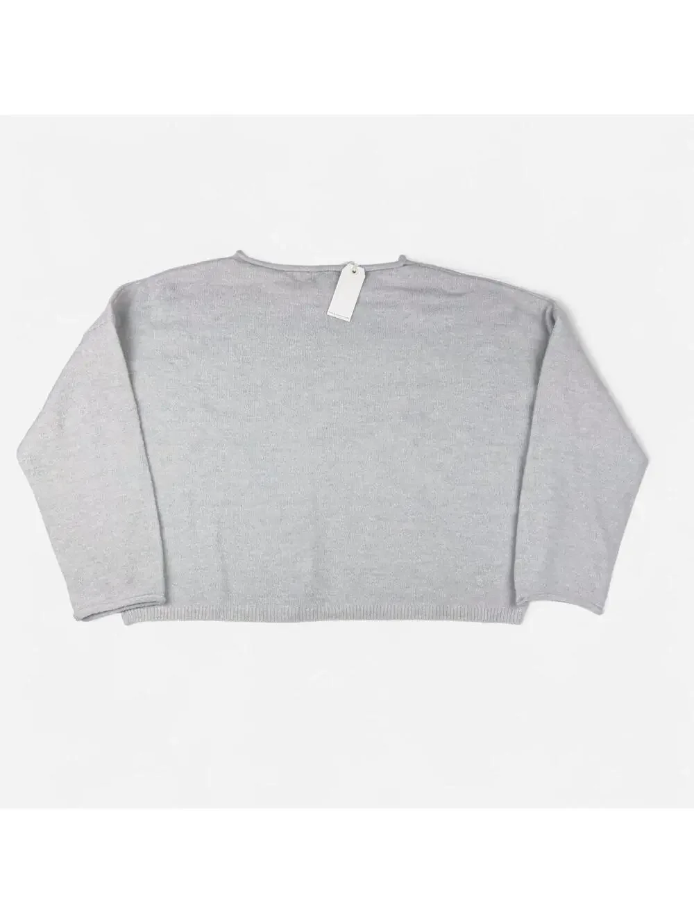 Bloomingdale's By Together Cropped Boat Neck Knit Sweater in Grey